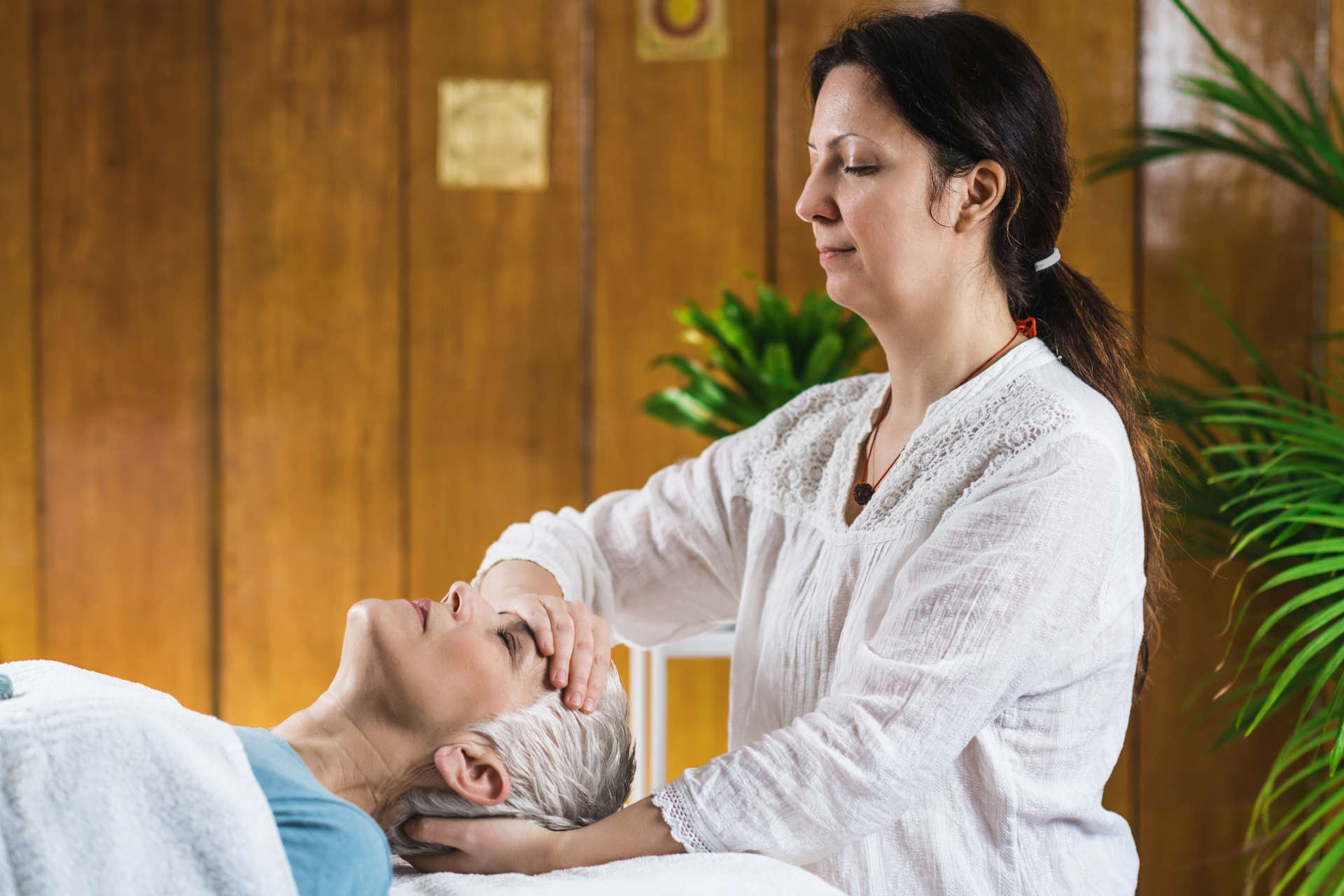 Marma Therapy. Ayurveda Practitioner with Patient